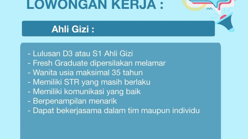 Lowongan Pekerjaan Ahli Gizi di RSIA Sentul Cikampek