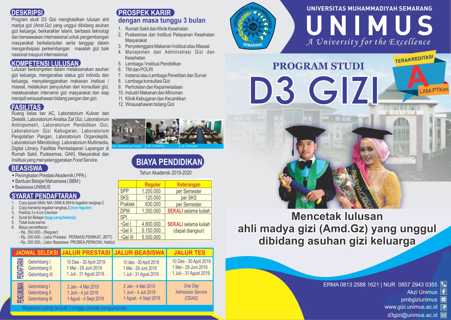 Informasi Pendaftaran Mahasiswa Baru Program Studi D3 Gizi Unimus Tahun 2019/2020