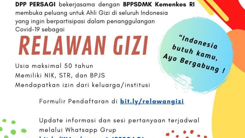 Open Rekruitment Relawan Gizi dalam Penanganan Covid 19