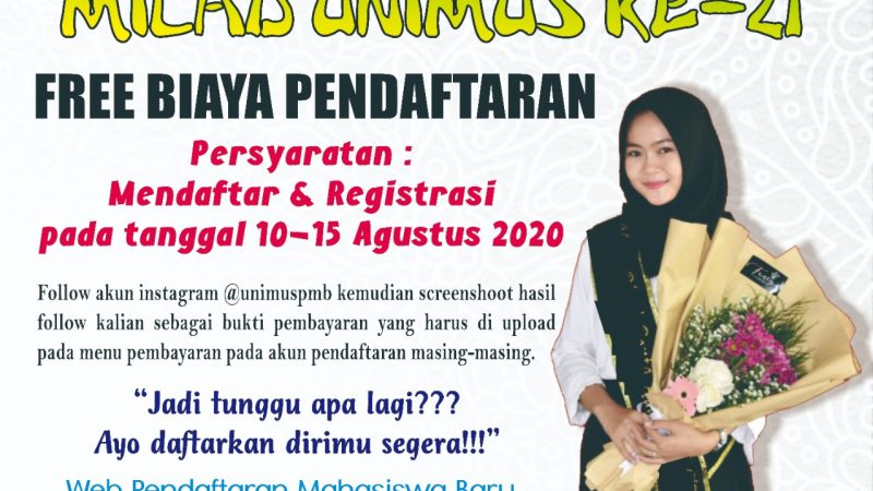 Free Biaya Pendaftaran di Milad Unimus ke 21