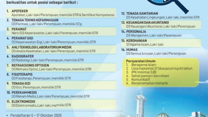 Informasi Perekrutan Tenaga Kesehatan di RS Islam Sultan Agung Banjarbaru Kalimantan Selatan