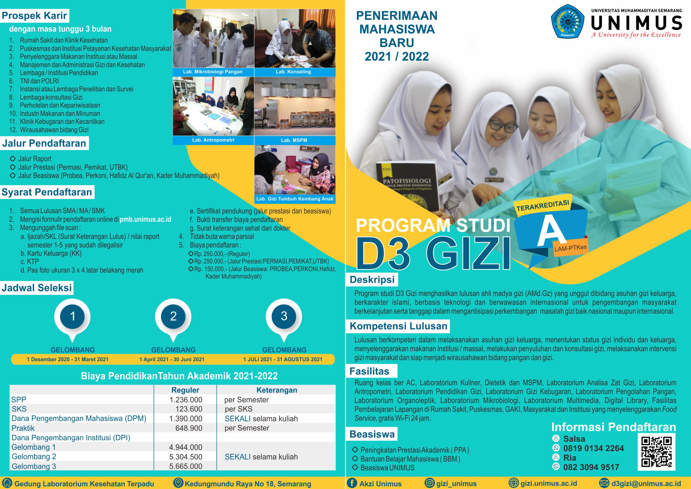 Informasi Penerimaan Mahasiswa Baru Program Studi Gizi Unimus 2021/2022