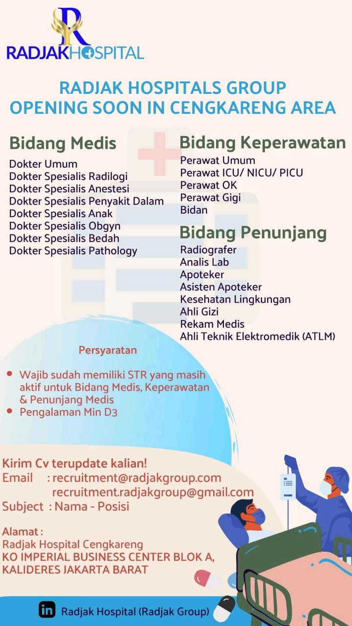 Informasi Recruitment Tenaga Kesehatan di Radjak Hospital Area Cengkareng