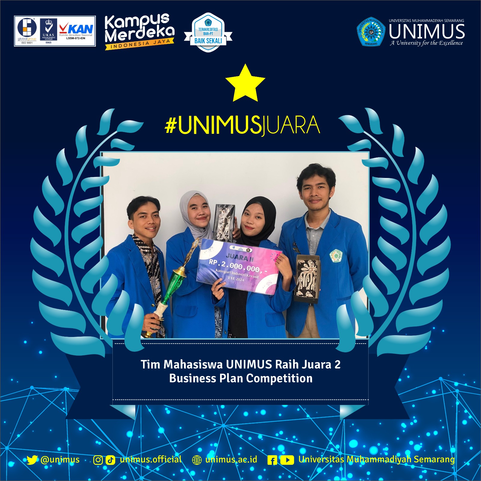 Mahasiswa S1 Ilmu Gizi UNIMUS Raih Juara 2 Business Plan Competition