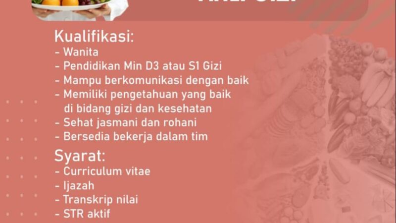 Informasi Rekrutmen Ahli Gizi di Klinik Rawat Inap Gumuk Walik Medika Magelang Jawa Tengah
