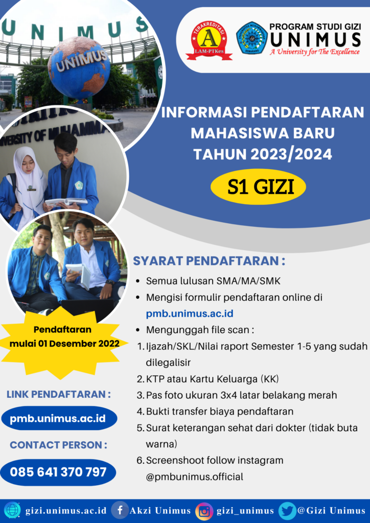 Informasi Penerimaan Mahasiswa Baru Program Studi Gizi Tahun Akademik ...